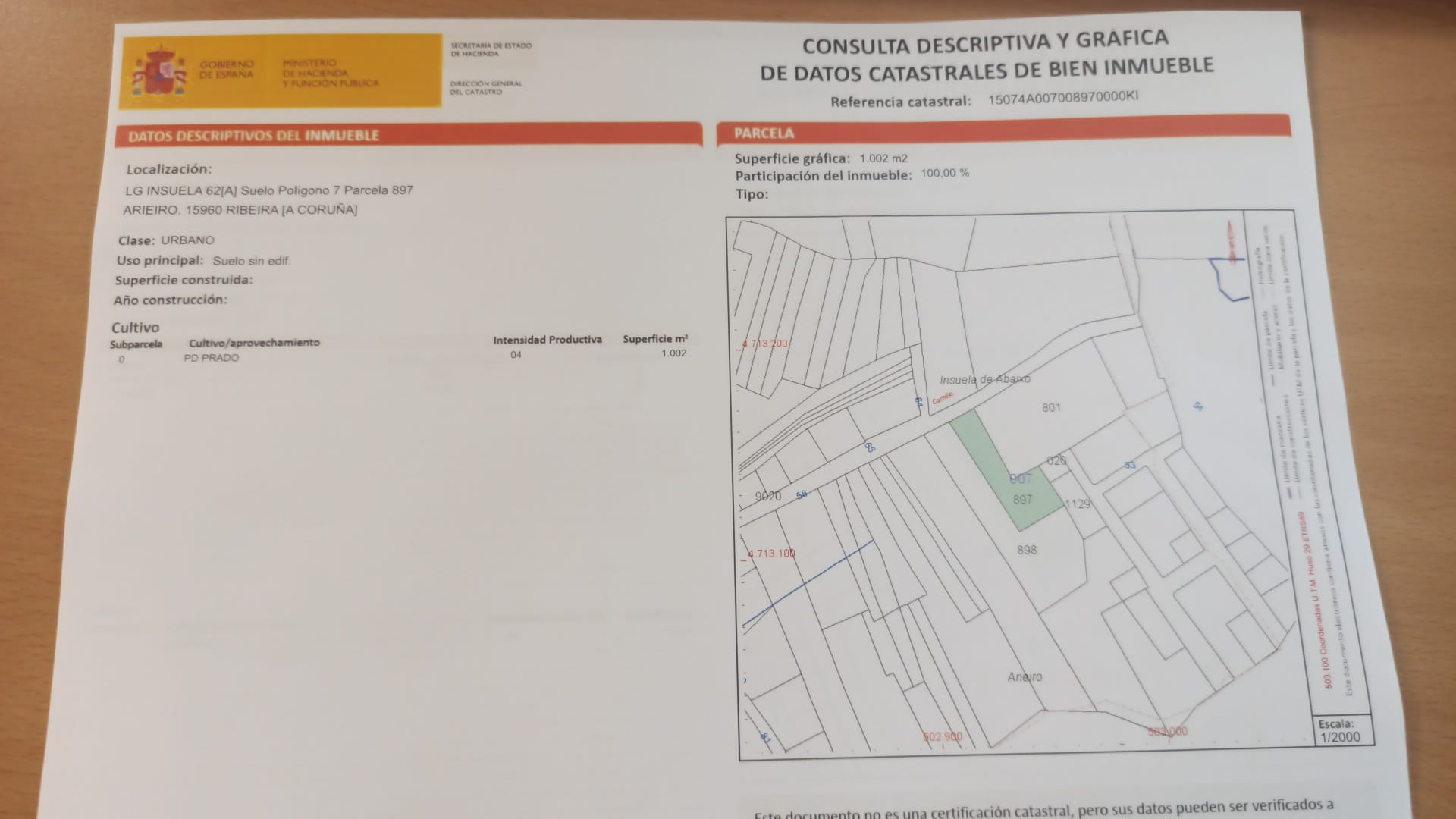 FINCA EDIFICABLE EN VENTA – INSUELA, RIBEIRA (A CORUÑA)